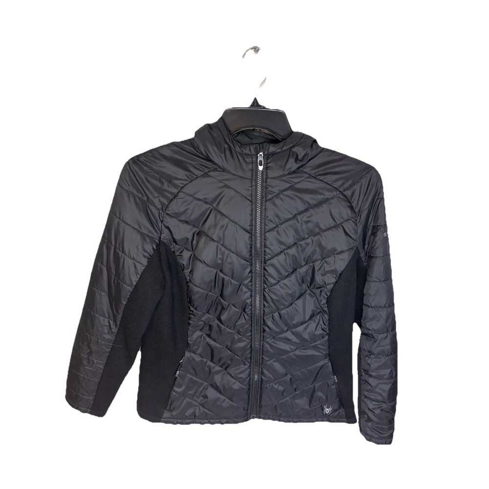 SPYDER Women's Full Zip Insulated Hooded Hybrid Jacket Black Sz Large